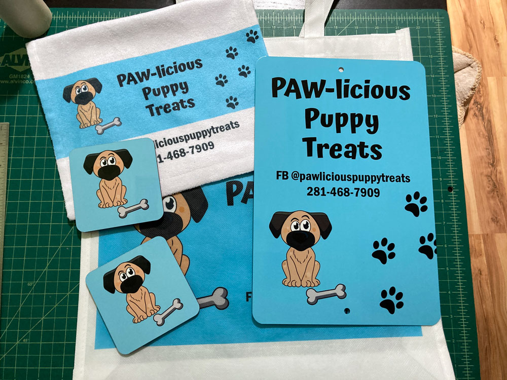 Swag for PAWlicious made with sublimation printing