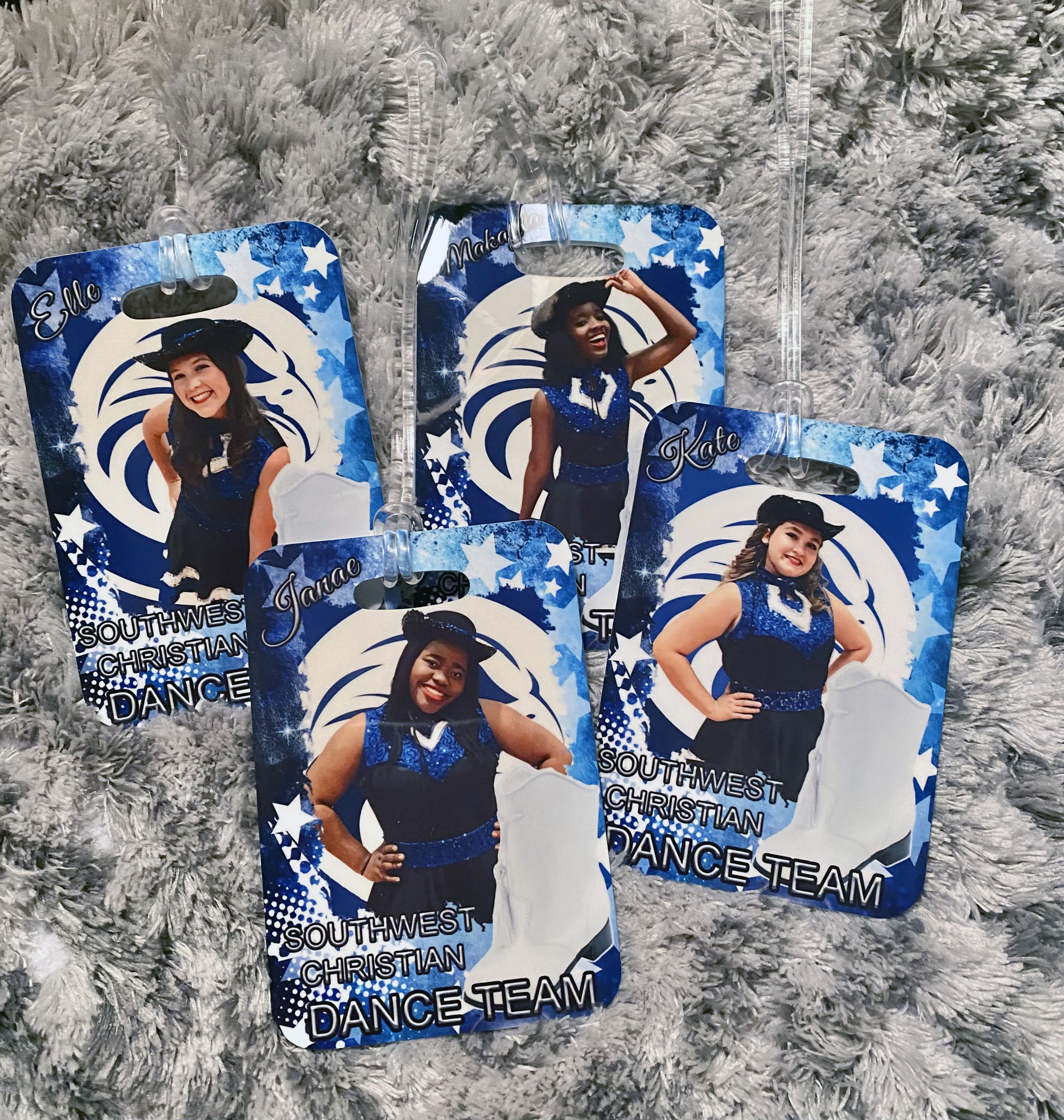 Eaglettes Dance Team Bag Tags made with sublimation printing