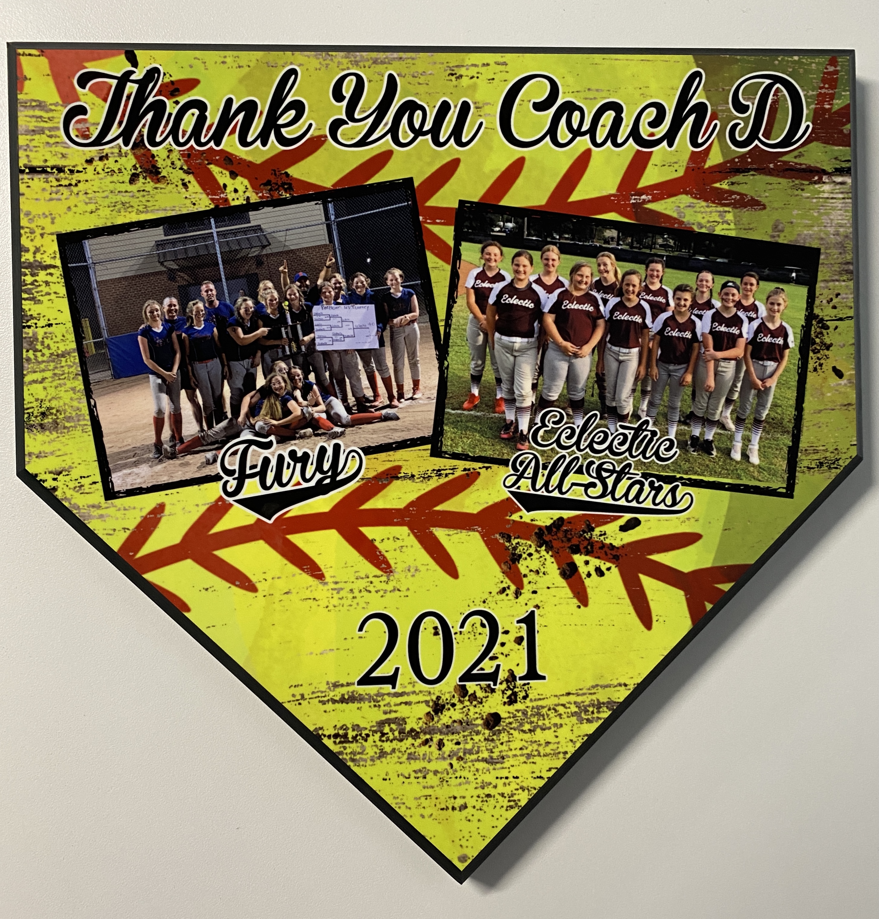 Baseball/Softball Coach Appreciation Plaque  made with sublimation printing