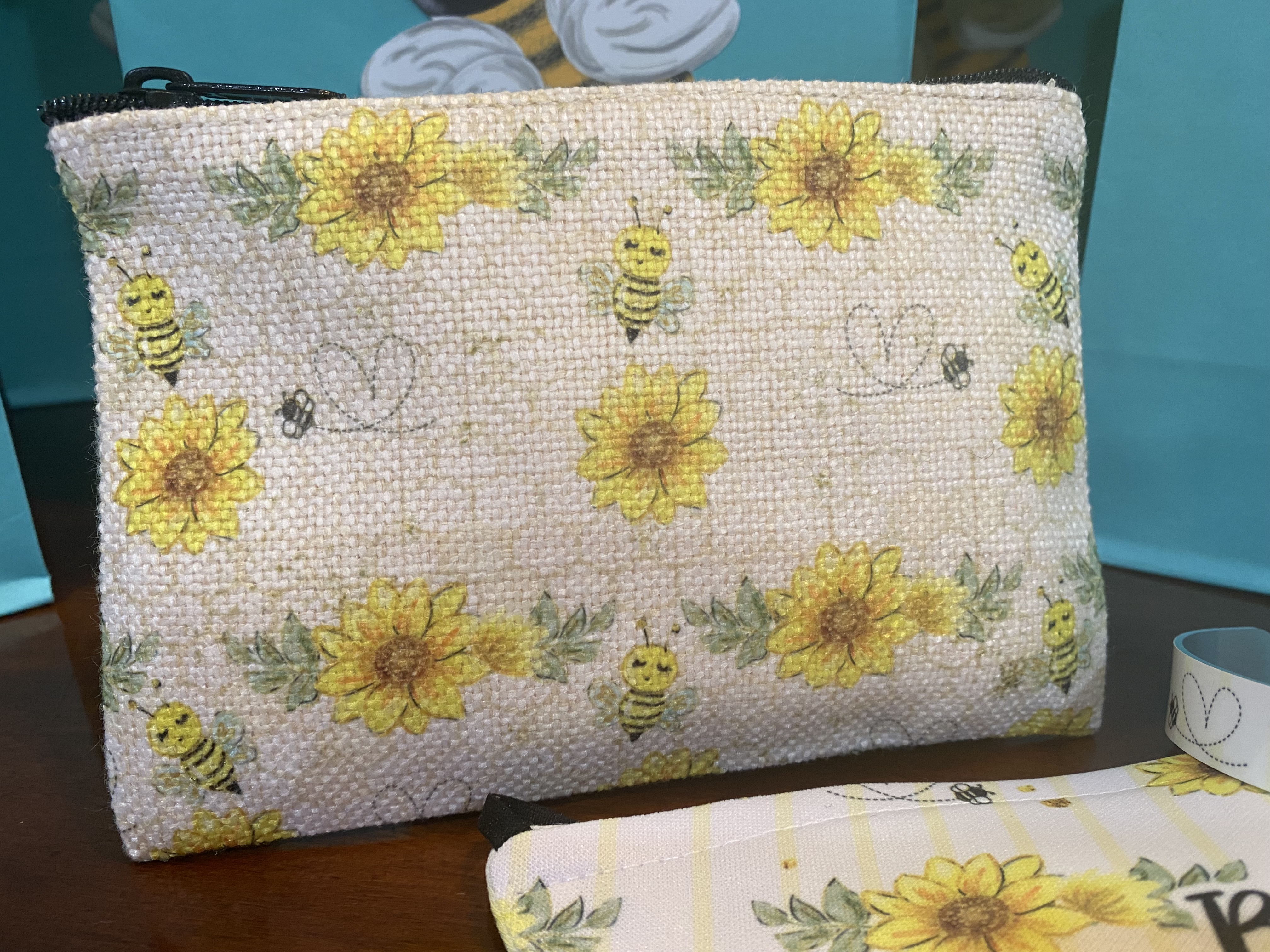 Bee Makeup Bag made with sublimation printing