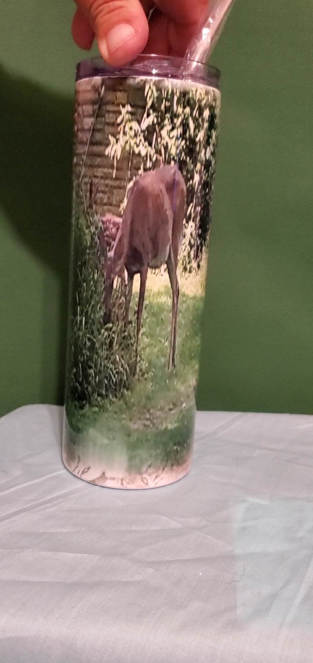 Deer feasting after the first winter frost. made with sublimation printing