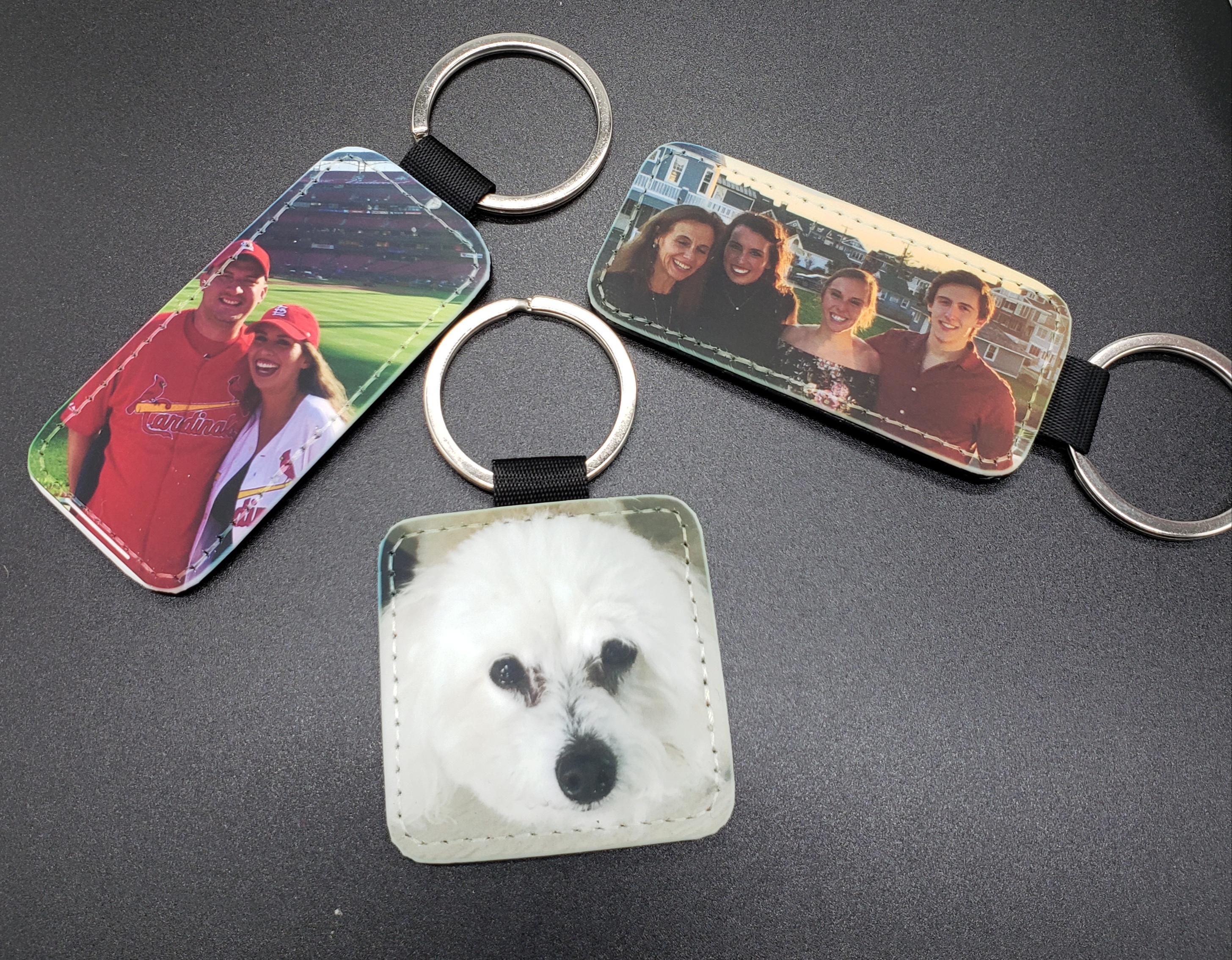 Leather key tags made with sublimation printing