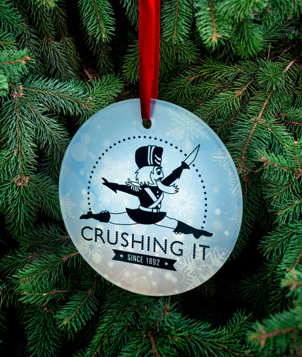 Crushing It Nutcracker Christmas Ornament made with sublimation printing