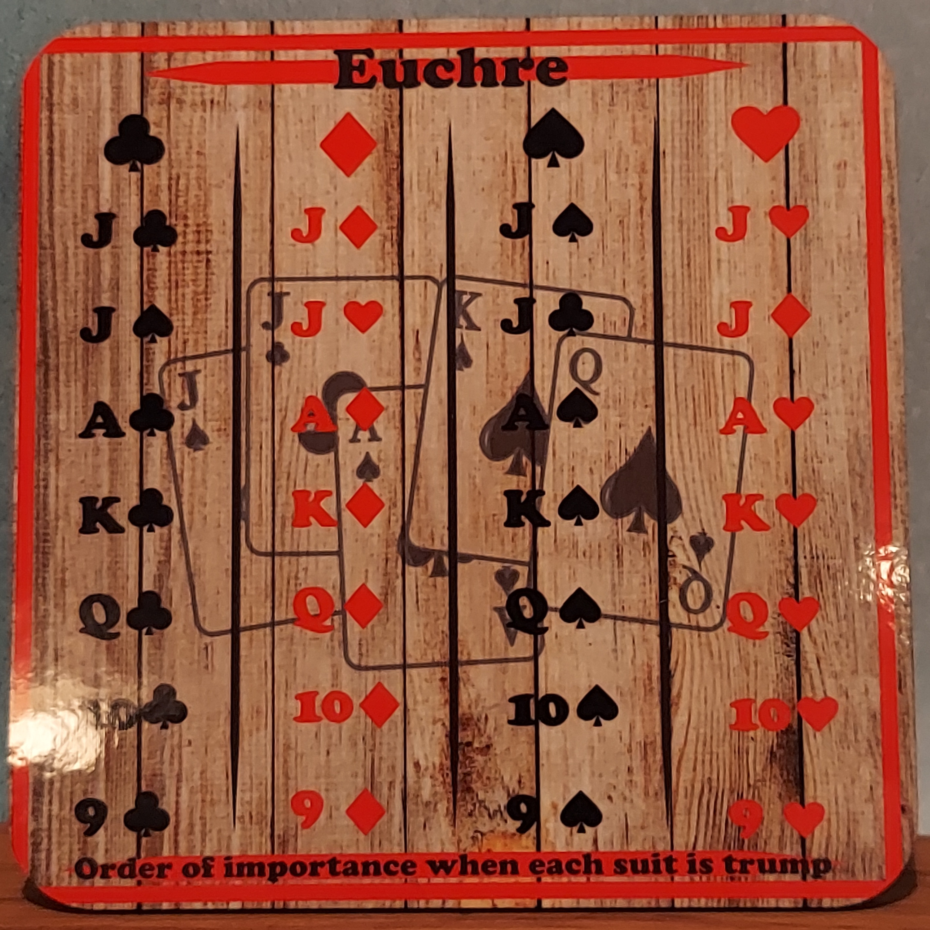 Euchre helper made with sublimation printing