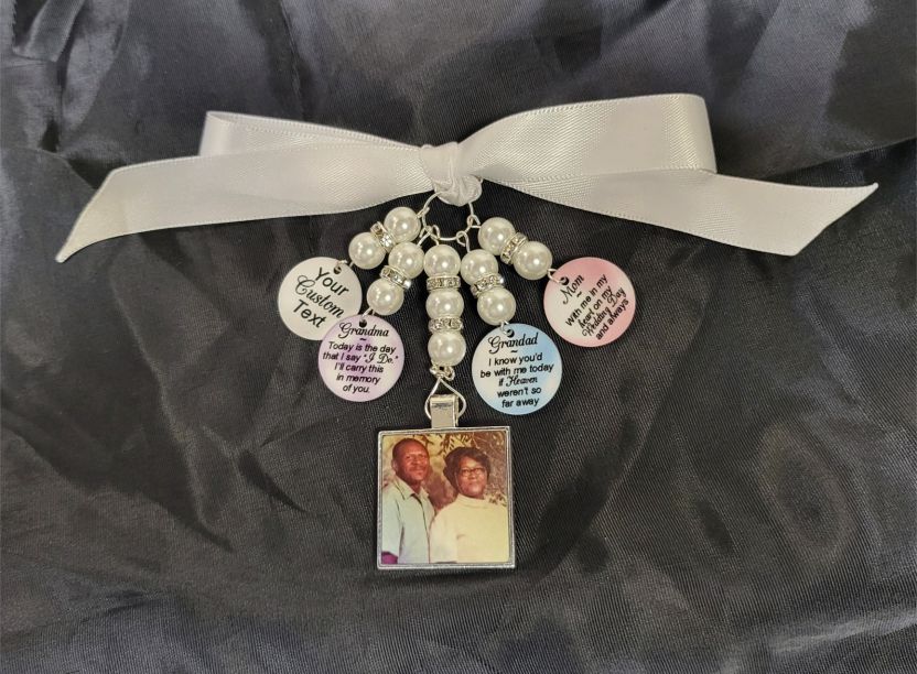 Bridal Bouquet  Pendant with Charms made with sublimation printing