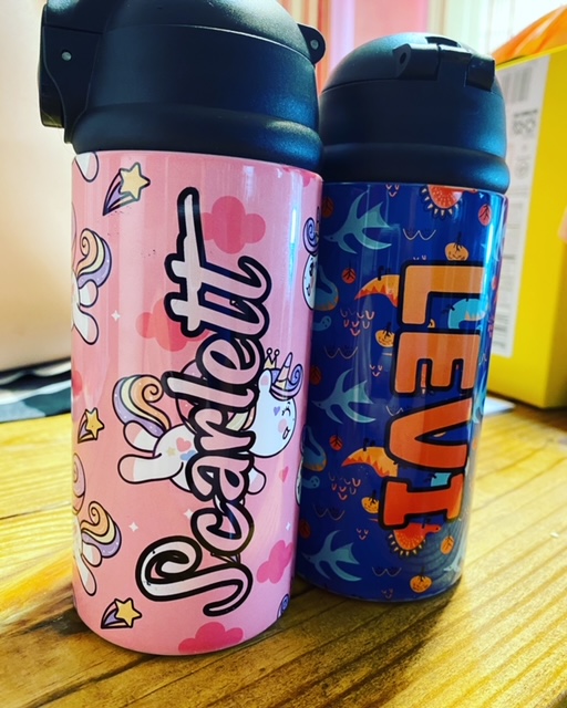 Custom Toddler Bottles for My Niece and Nephew made with sublimation printing