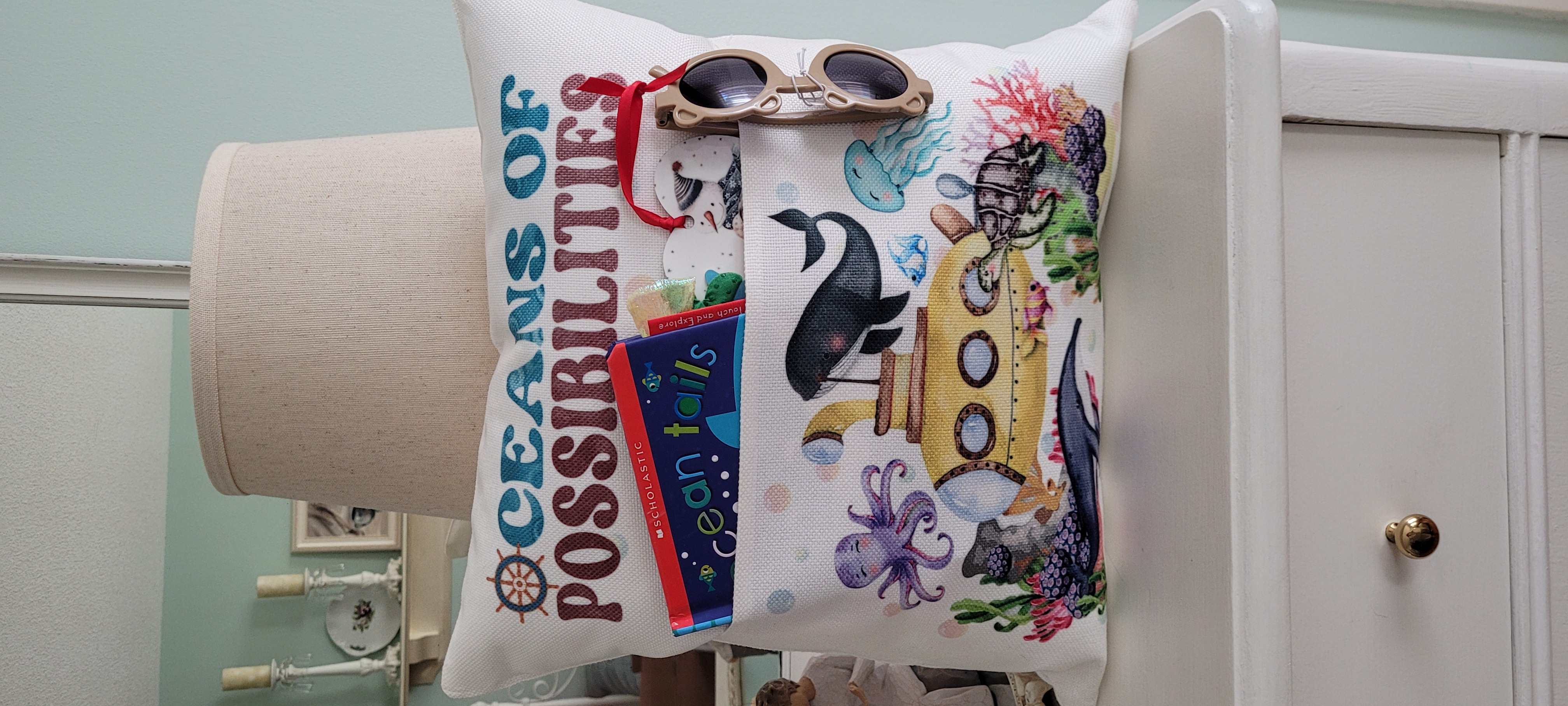 Pocket pillow made with sublimation printing