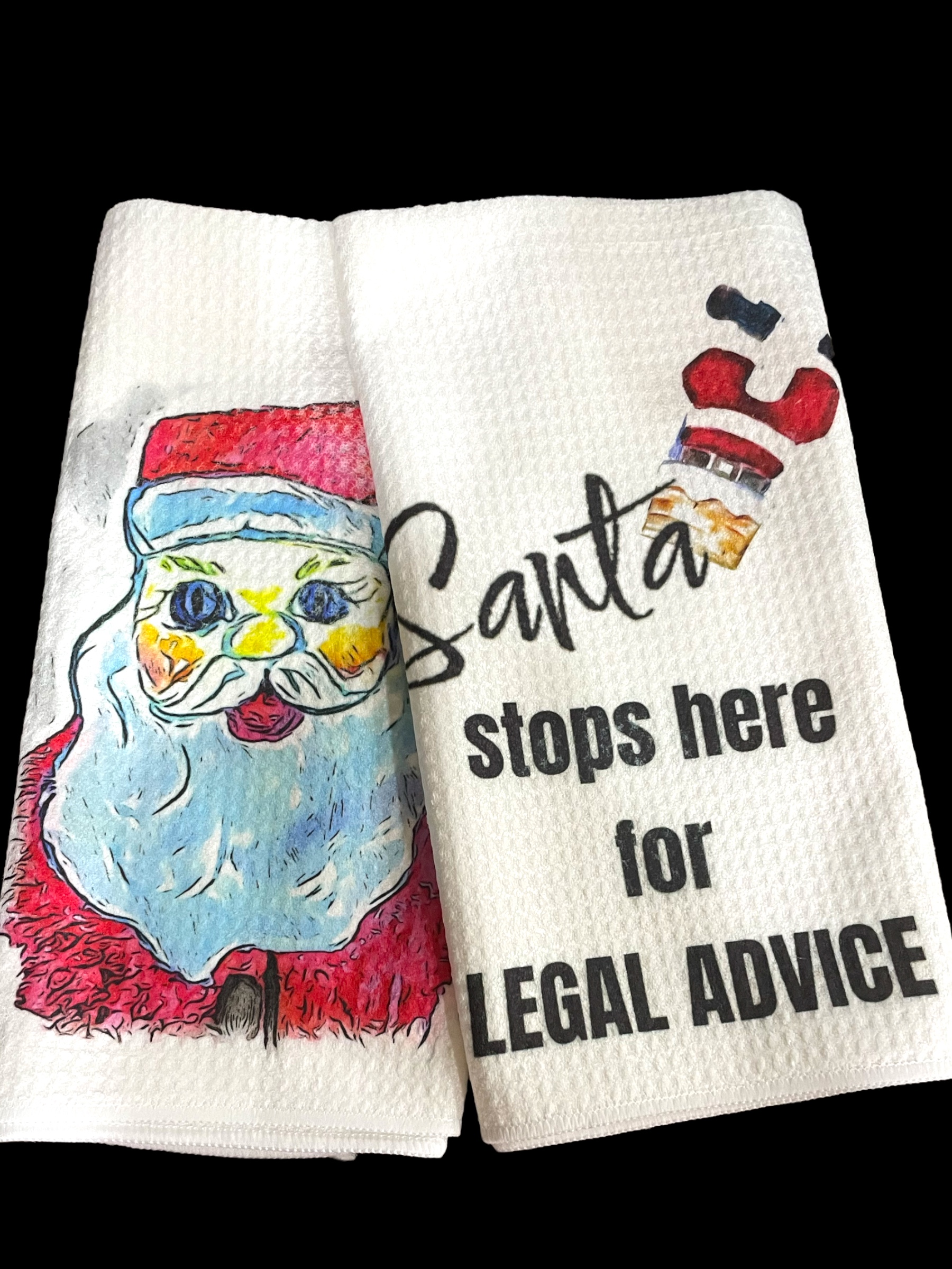 Santa drawings to towels made with sublimation printing