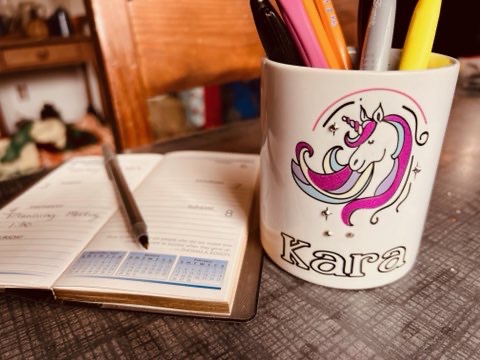 Unicorn pencil holder made with sublimation printing