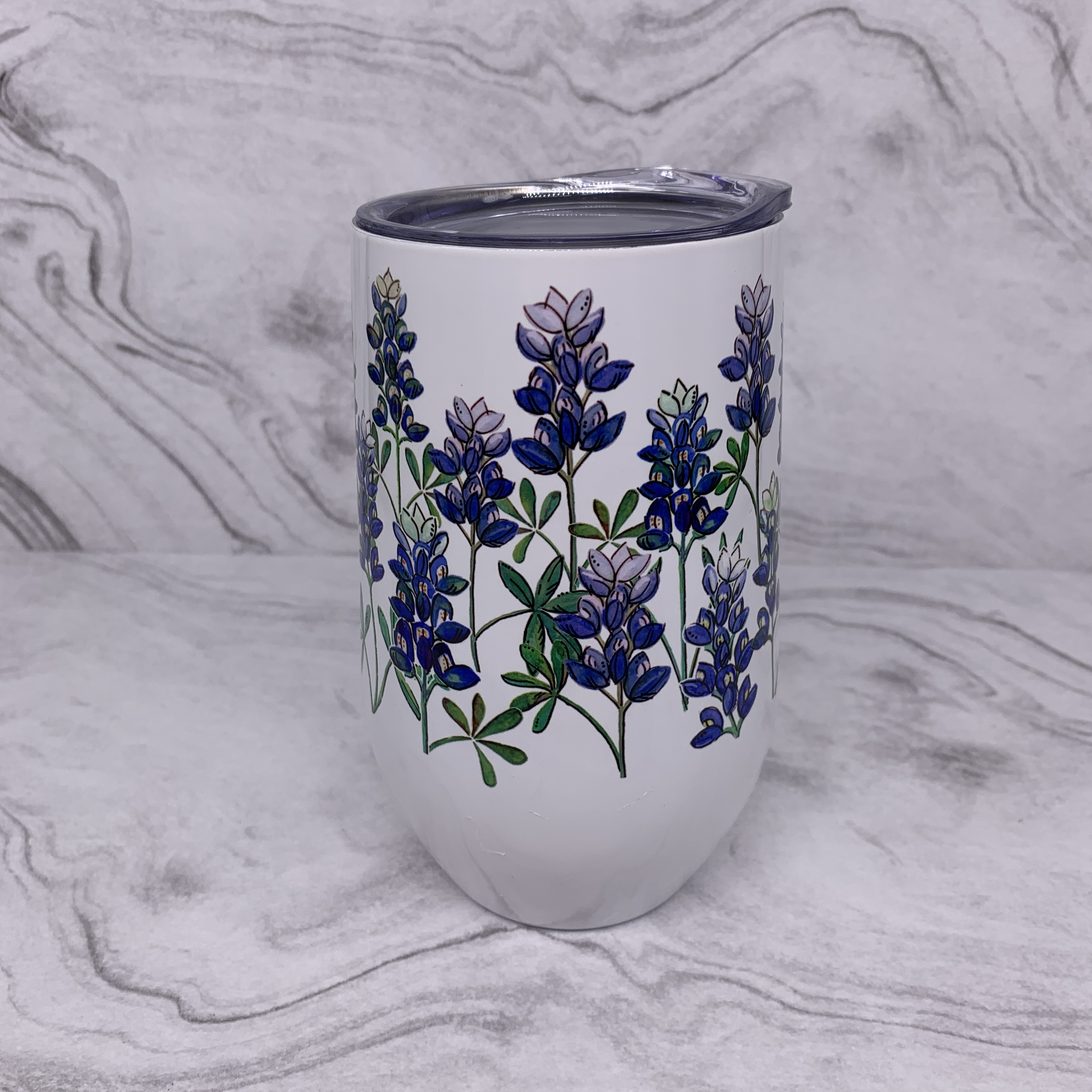 Bluebonnets Wine Tumbler made with sublimation printing