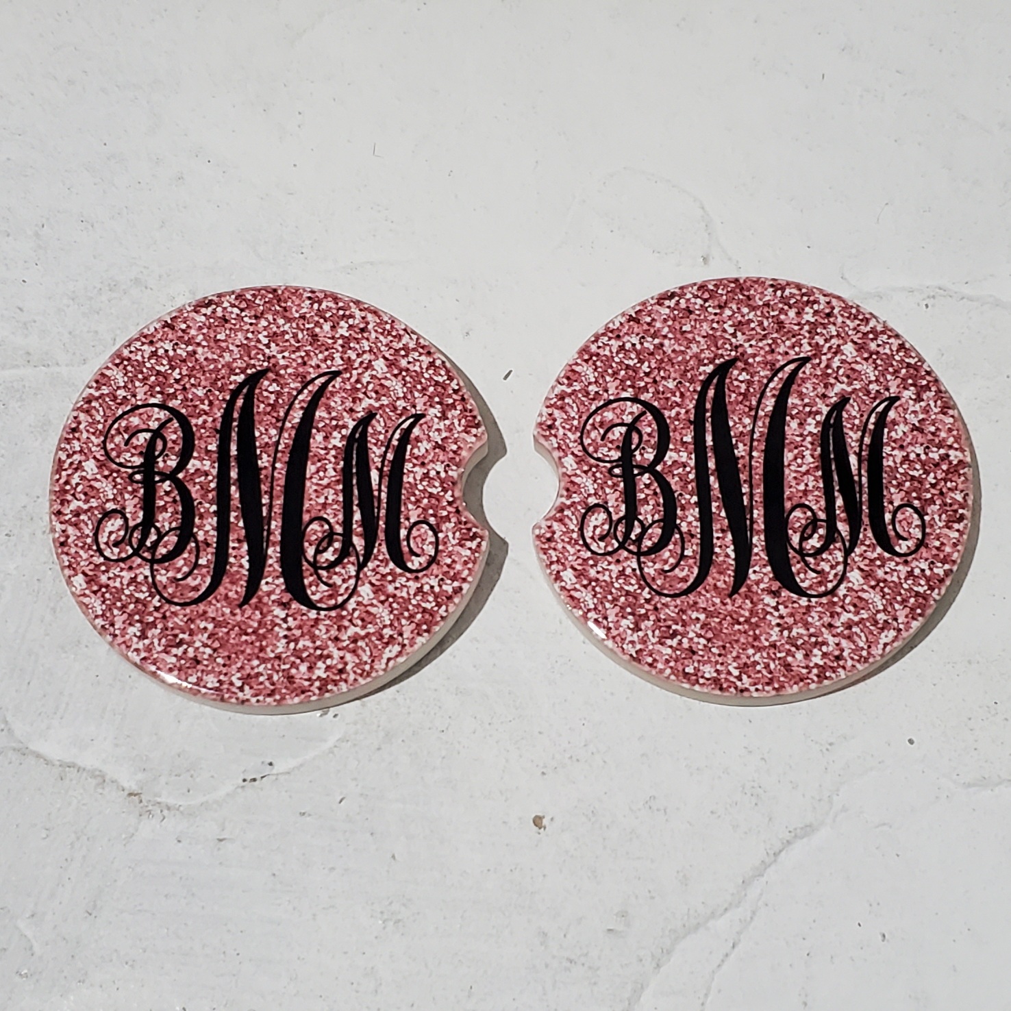 Monogram Coasters made with sublimation printing