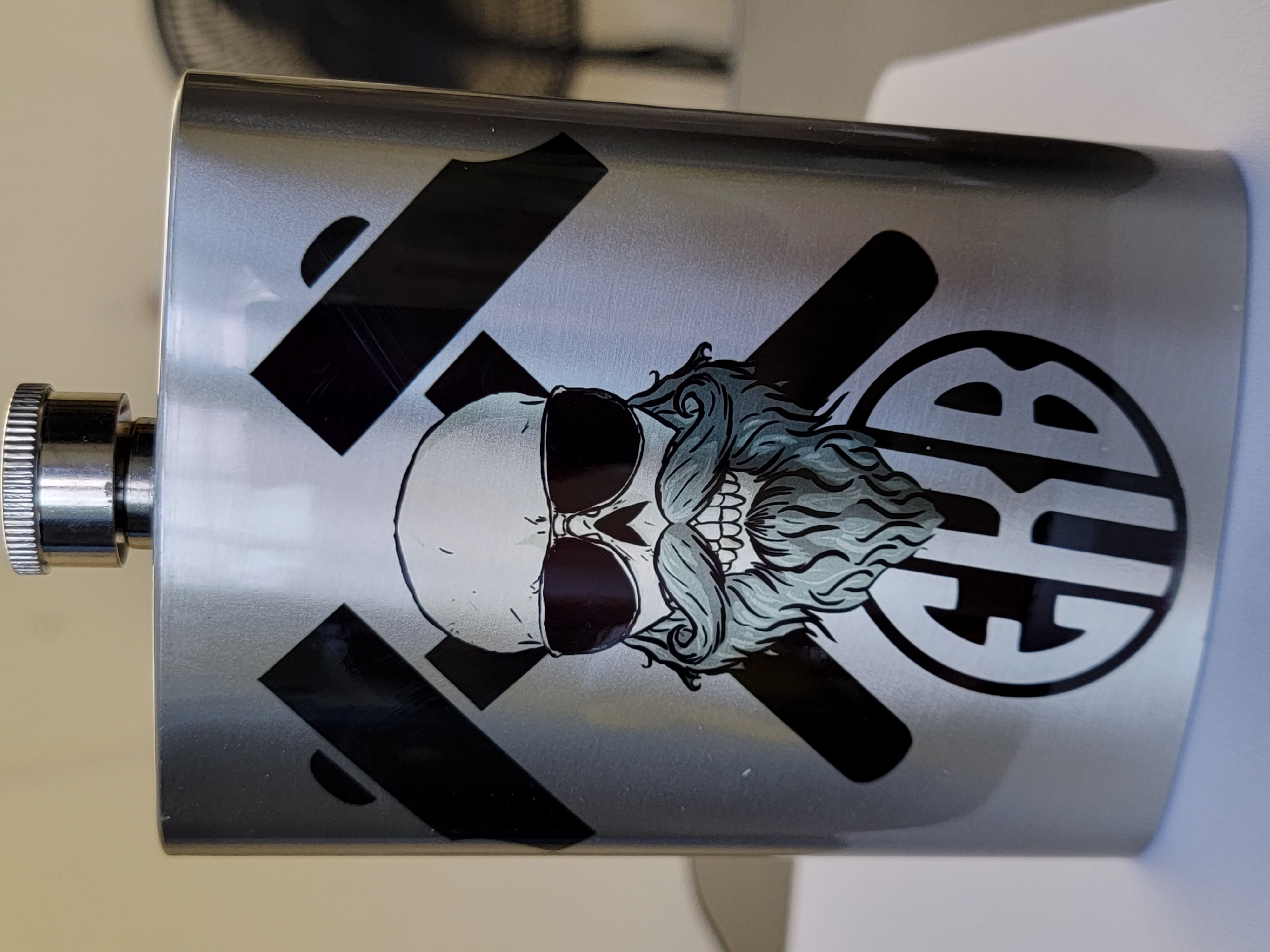 Bearded Skull Flask made with sublimation printing