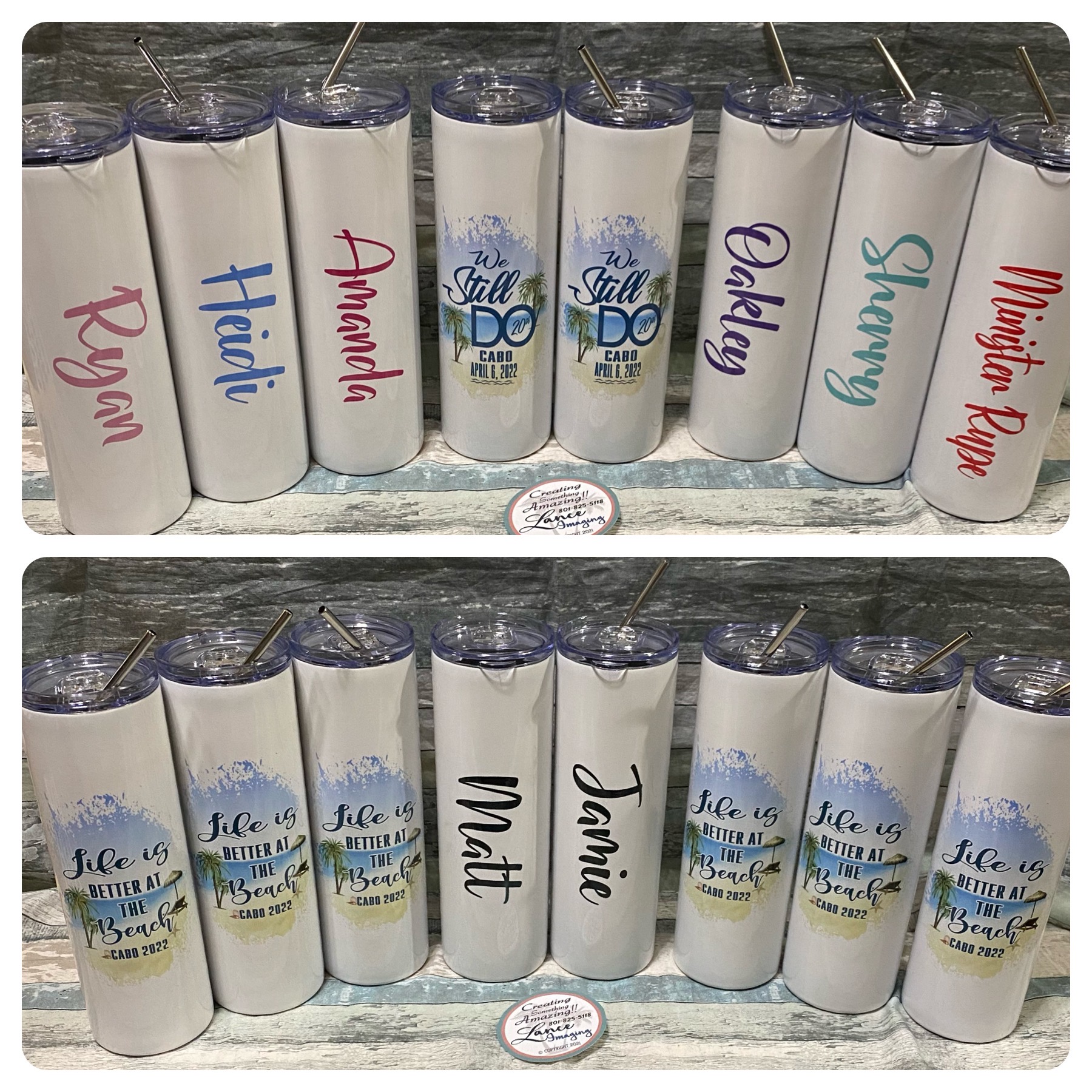 Wedding party Tumblers made with sublimation printing