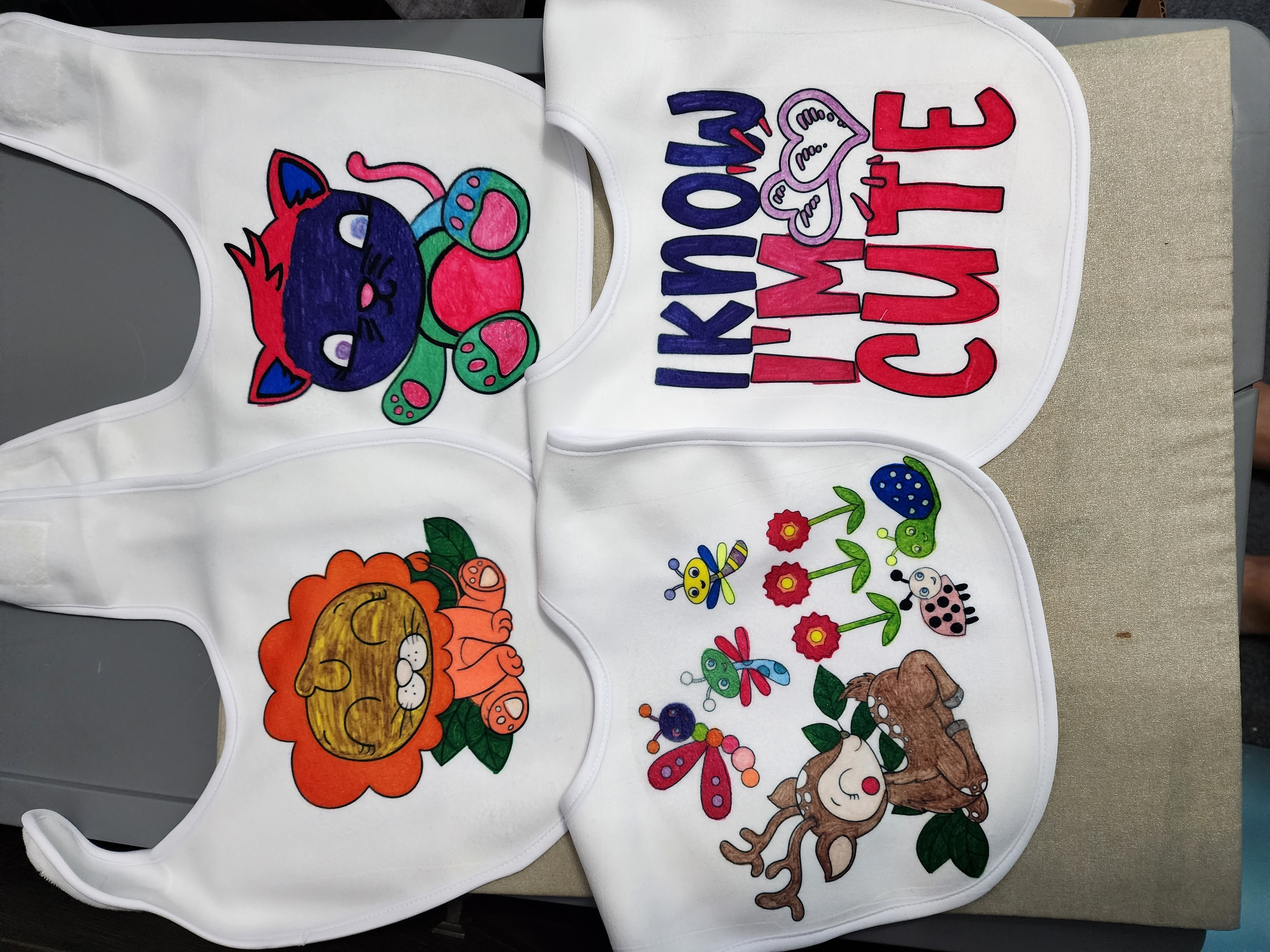 Baby bibs made with sublimation printing