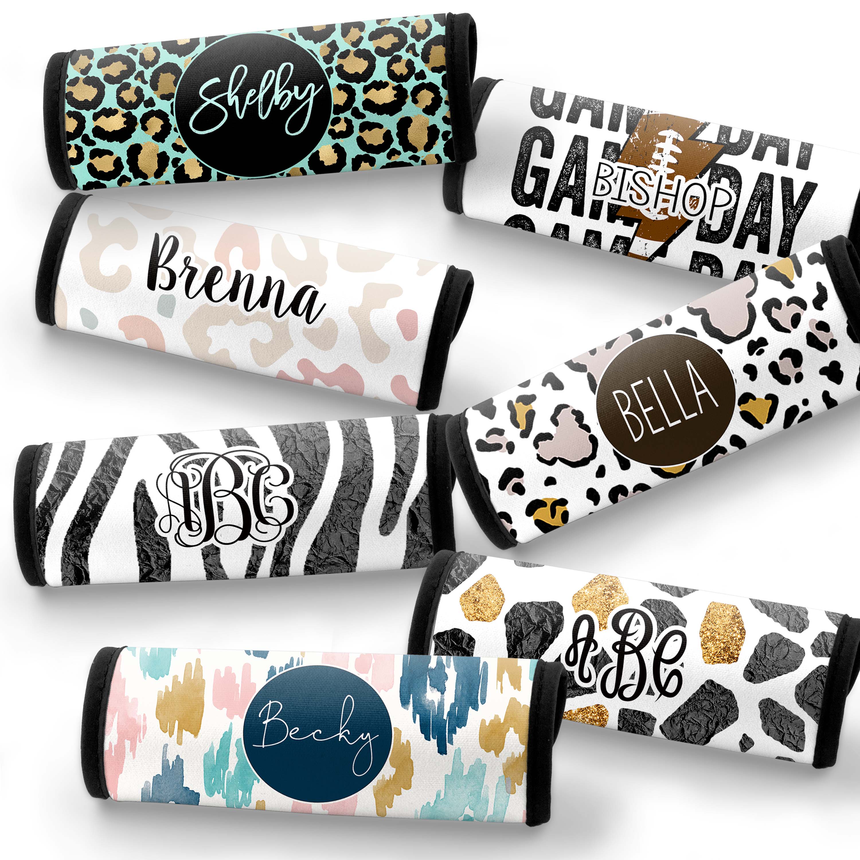 Personalized Luggage Handle Wraps made with sublimation printing