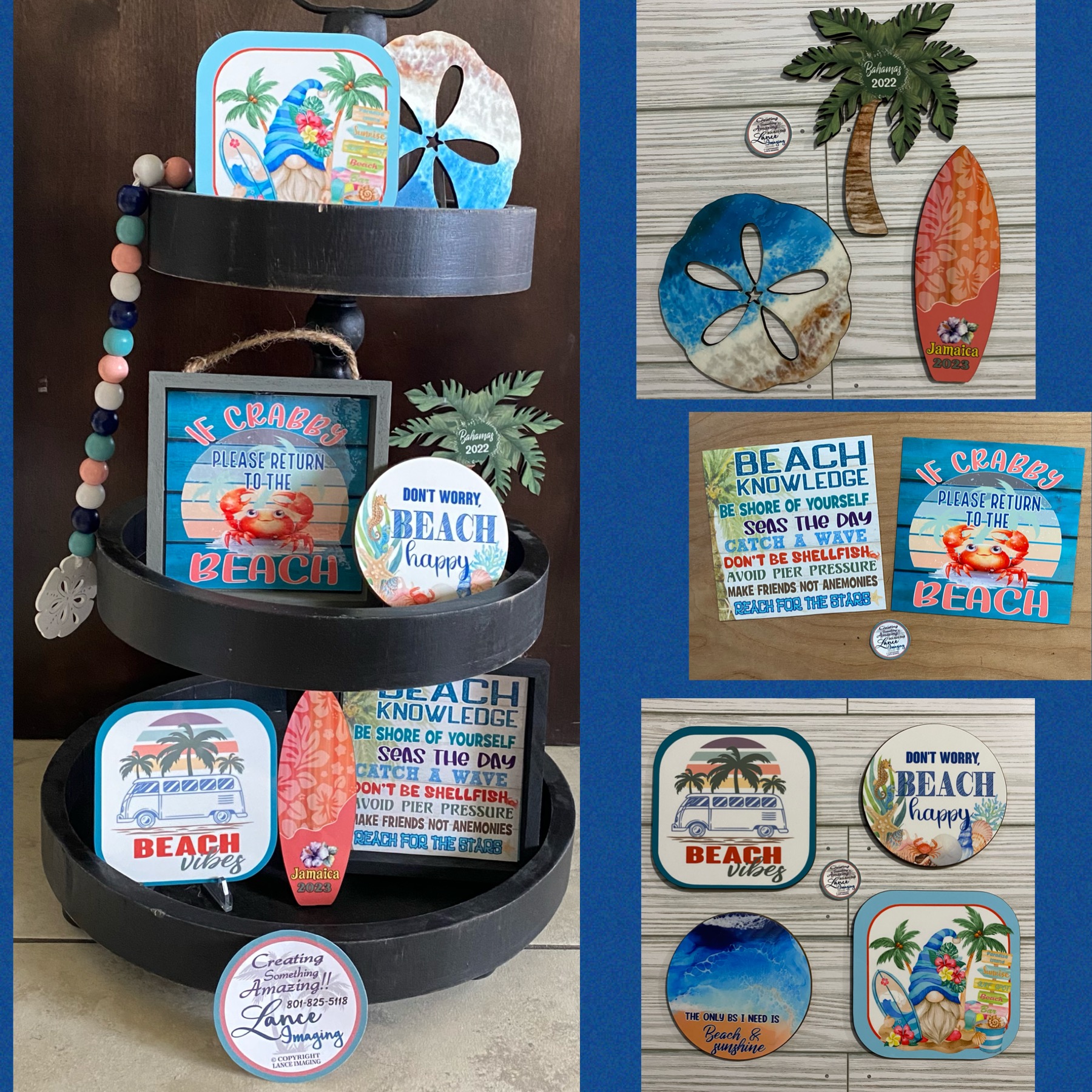 Beach Tiered Tray made with sublimation printing
