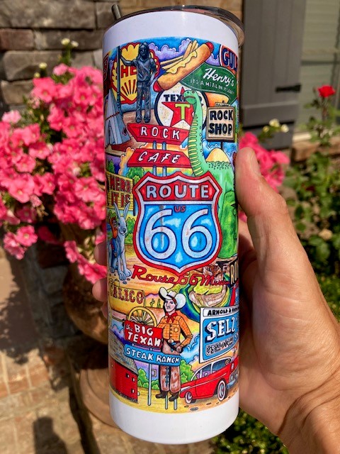 Route 66 Tumbler made with sublimation printing