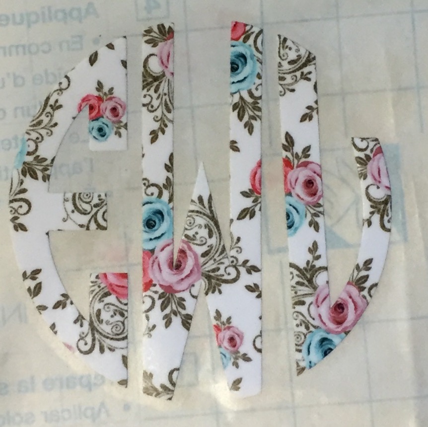 Monogram Sticker made with sublimation printing