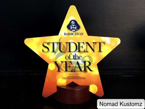 Student of the Year made with sublimation printing