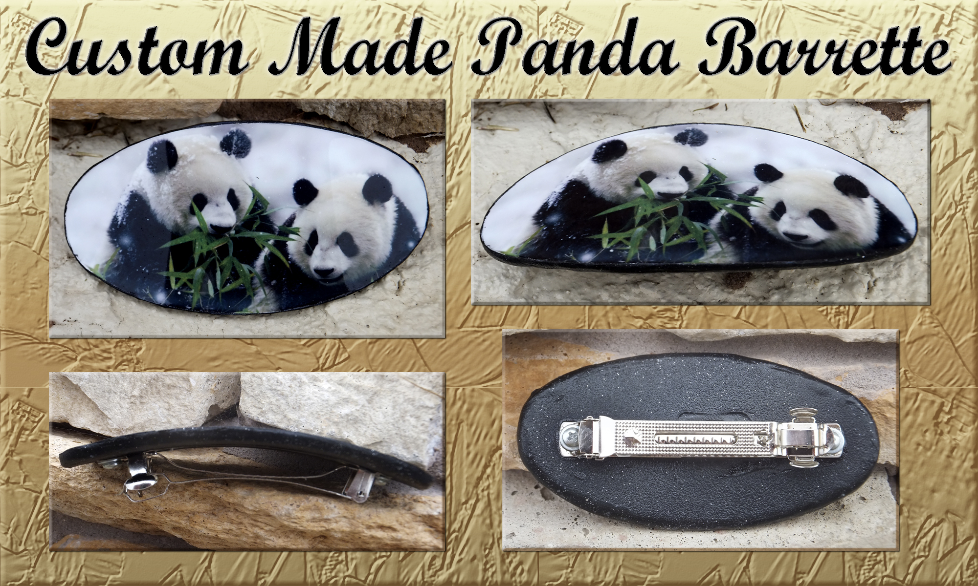 Custom Panda Barrette made with sublimation printing