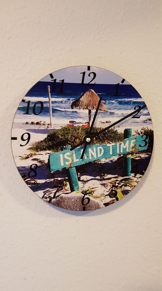 Island Time Clock made with sublimation printing