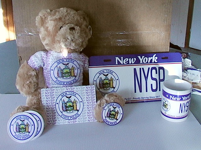 NYSP Items Display made with sublimation printing