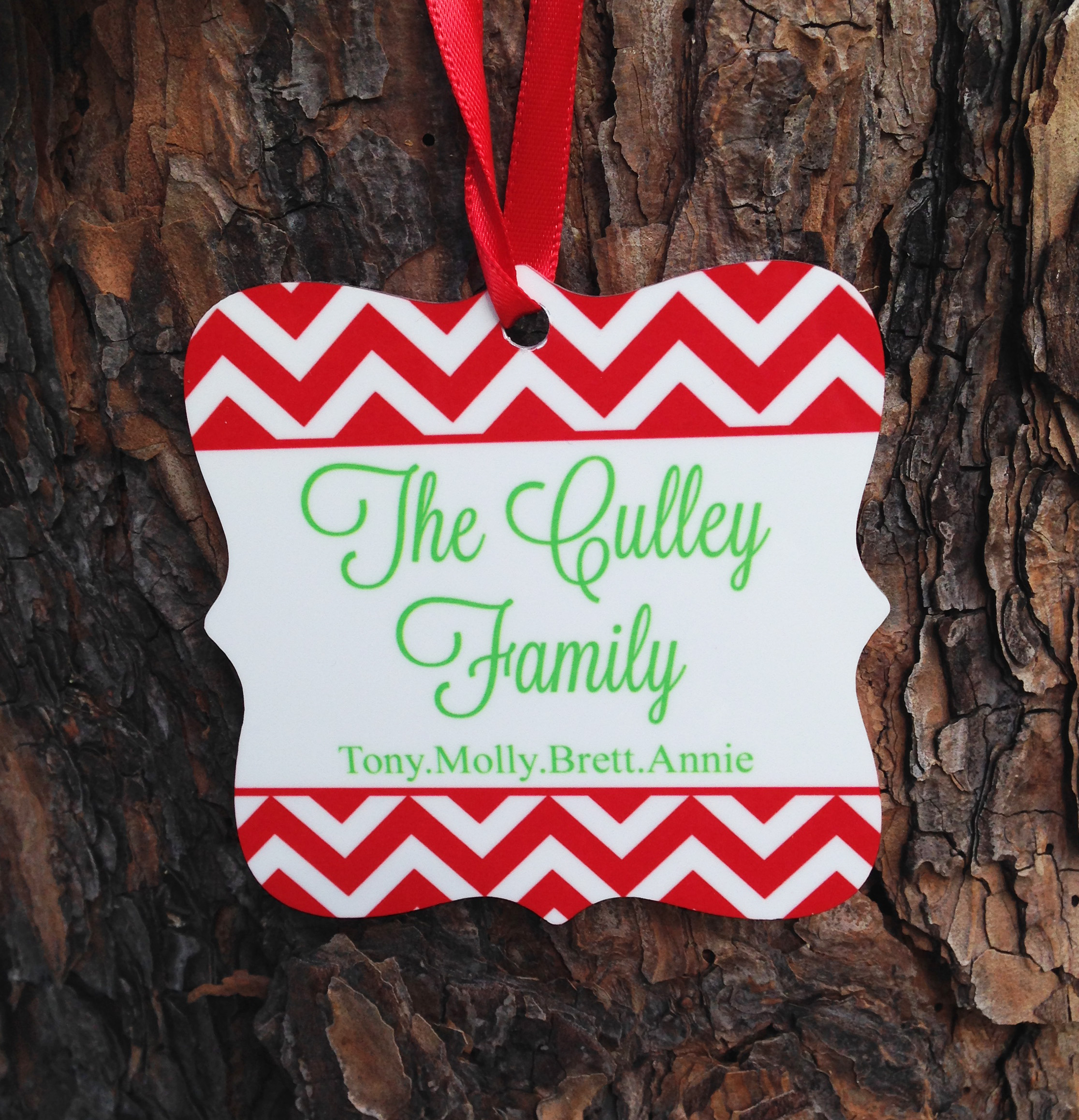 Family Christmas Ornament made with sublimation printing