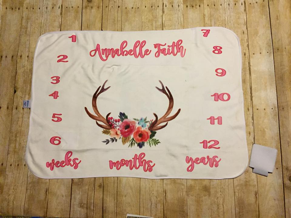 Milestone blanket made with sublimation printing