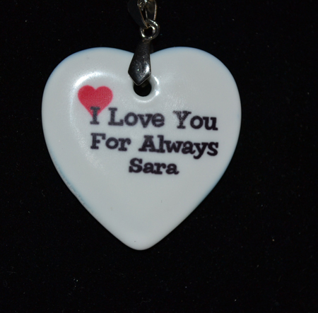 Porcelain heart made with sublimation printing