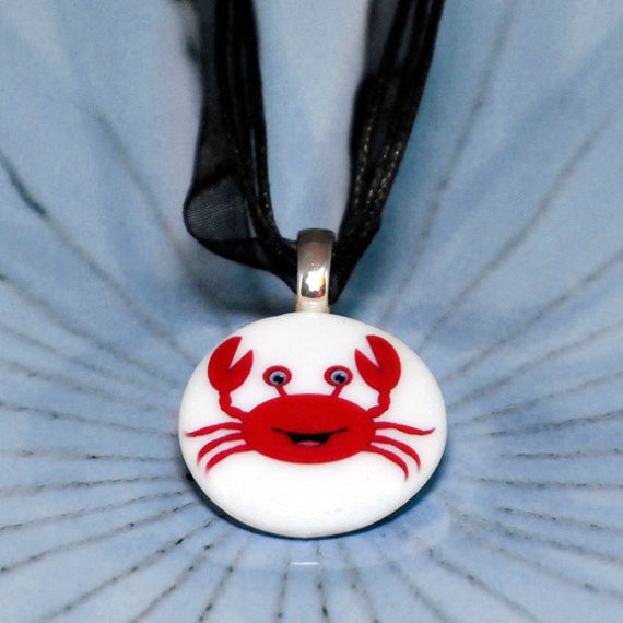 Porcelain Pendant - Crabby made with sublimation printing