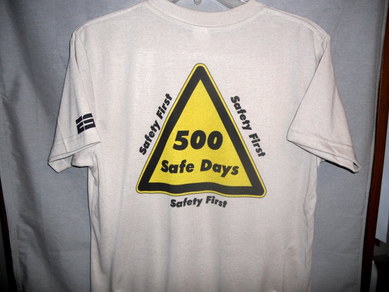 Safety Tee Shirts - back made with sublimation printing