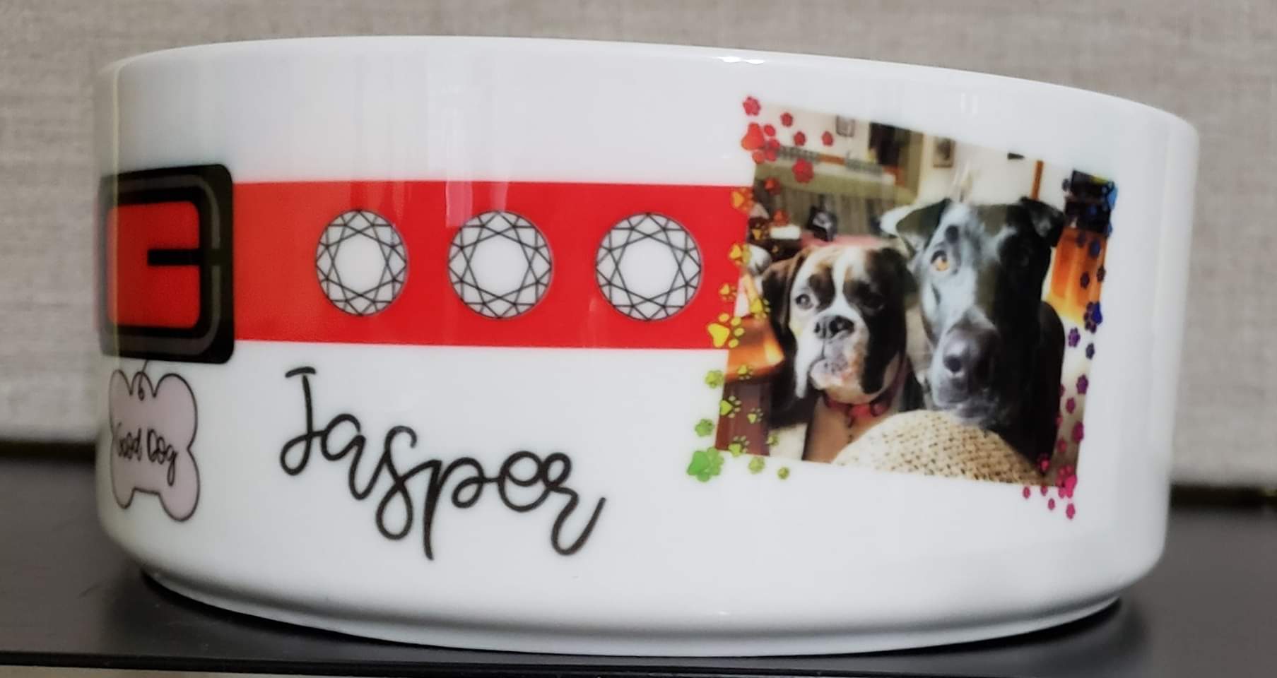 Personalized Pooch Dish made with sublimation printing