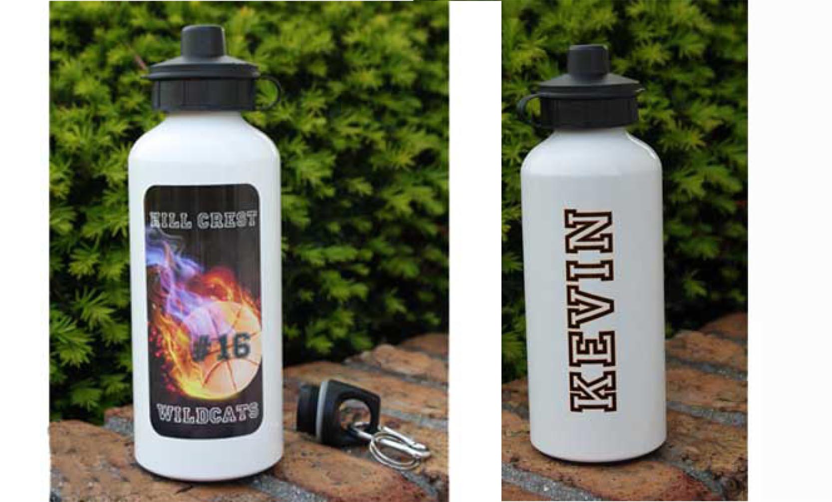 Flaming Basketball Water Bottle made with sublimation printing