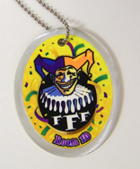 Fifty Funny Fellows Badge made with sublimation printing