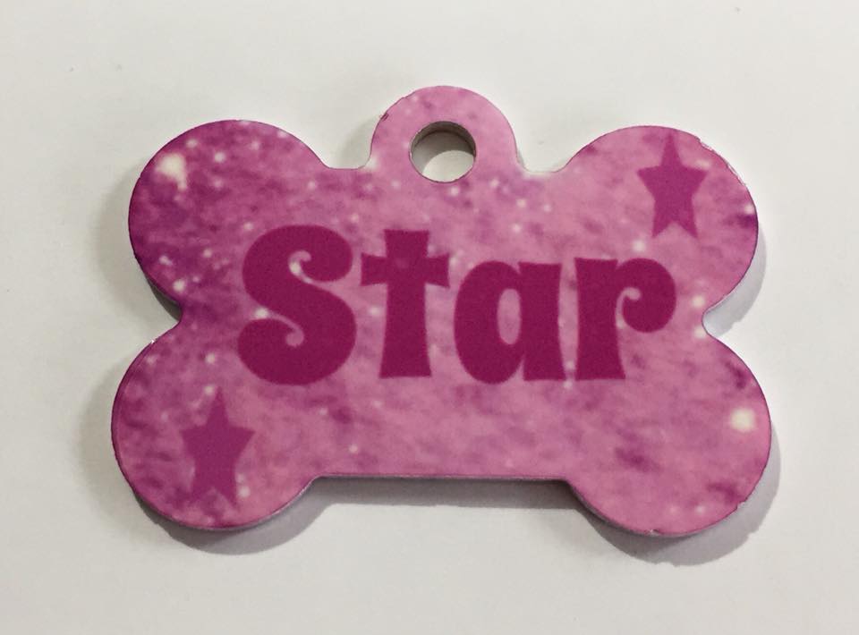 2 Sided Dog Bone Tag made with sublimation printing