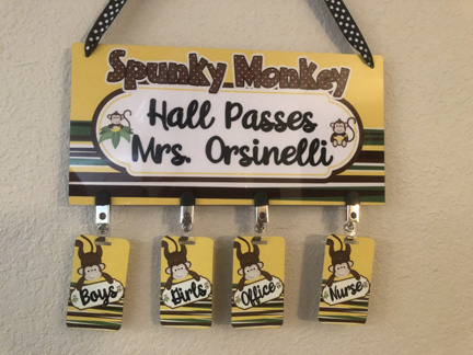 Classroom Hall Pass made with sublimation printing