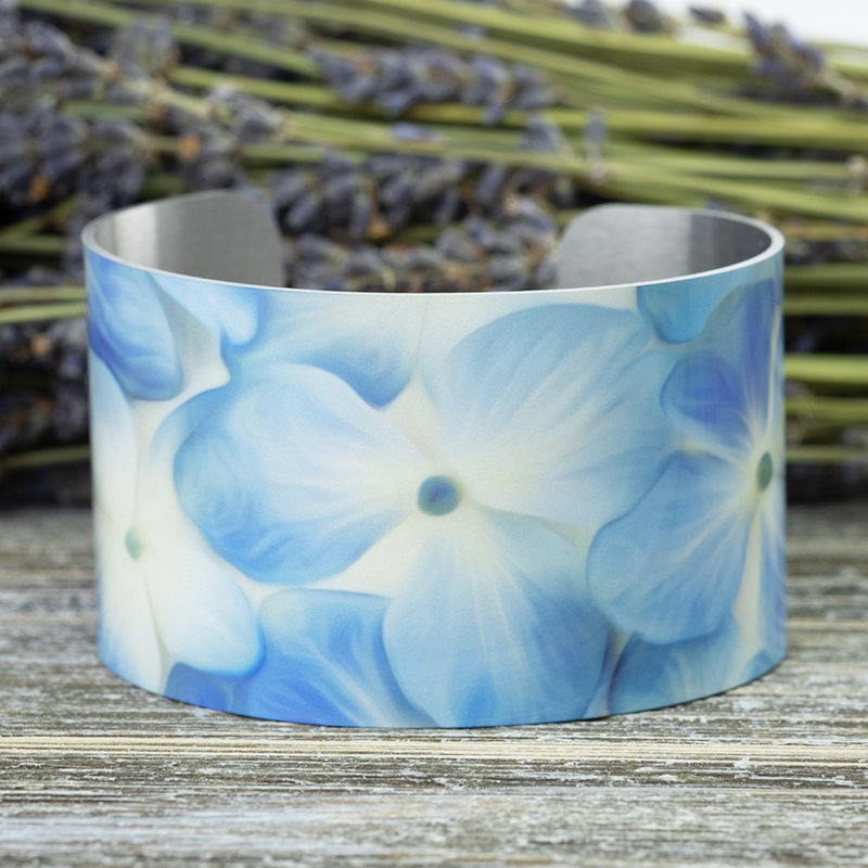 Spring Contest-Hydrangea Cuff Bracelet made with sublimation printing