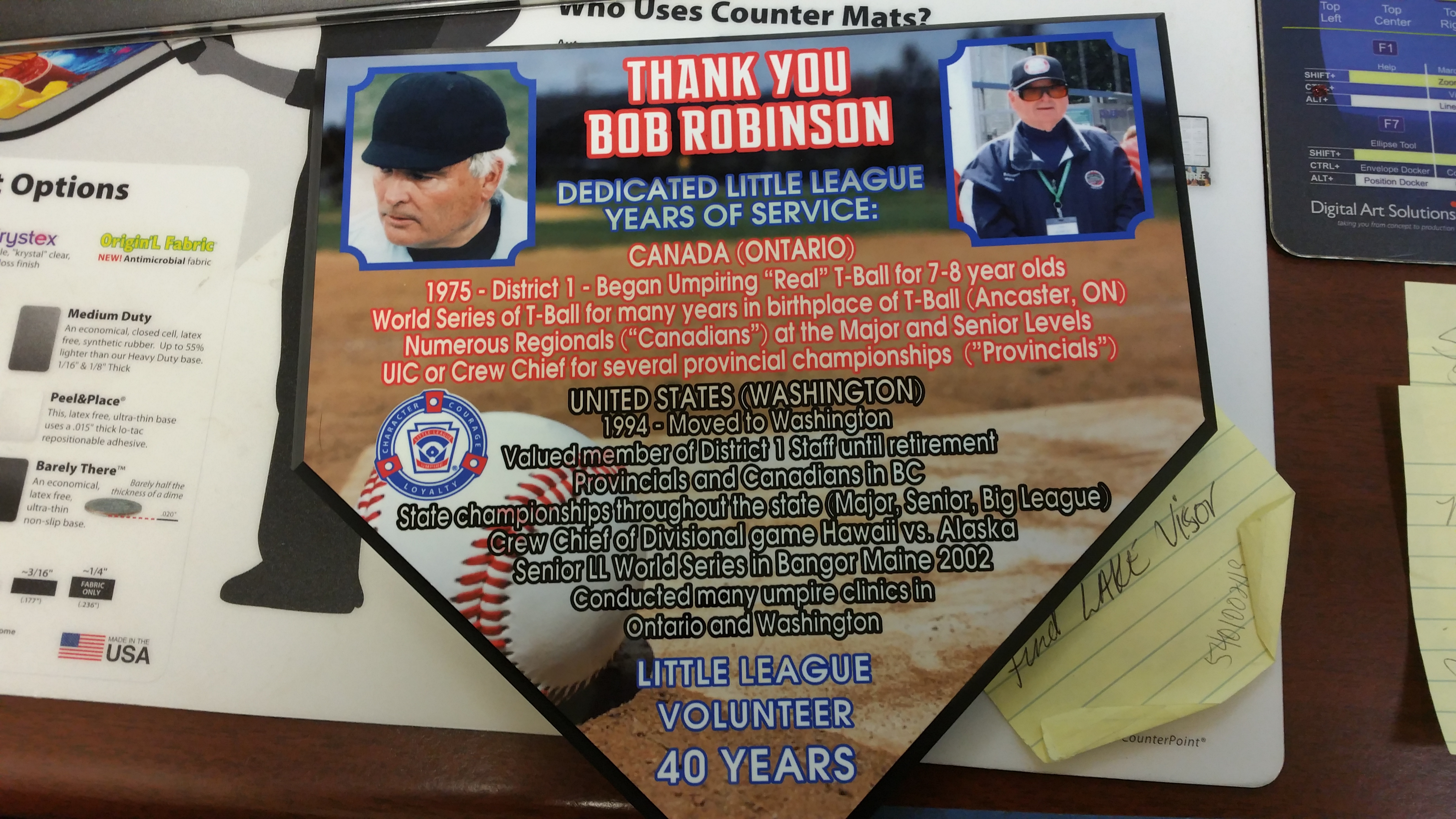 Retiring Umpire Plaque made with sublimation printing