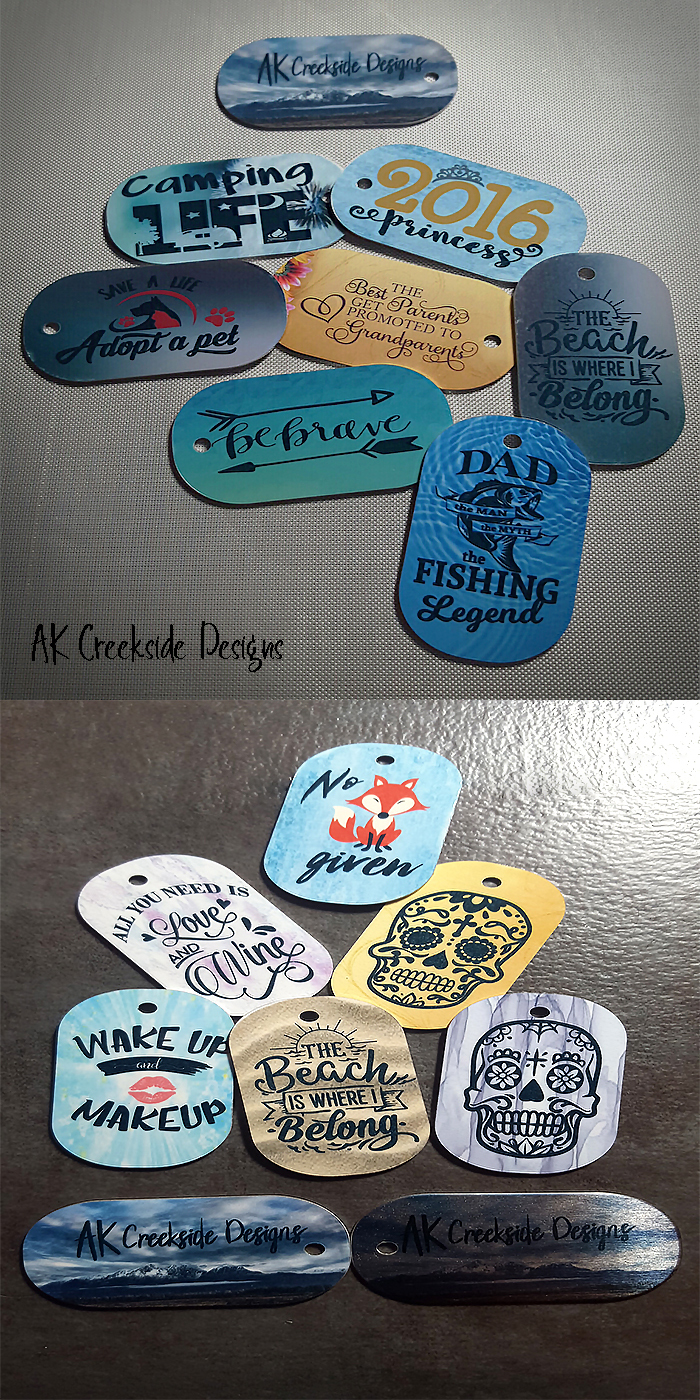 Dog Tags made with sublimation printing