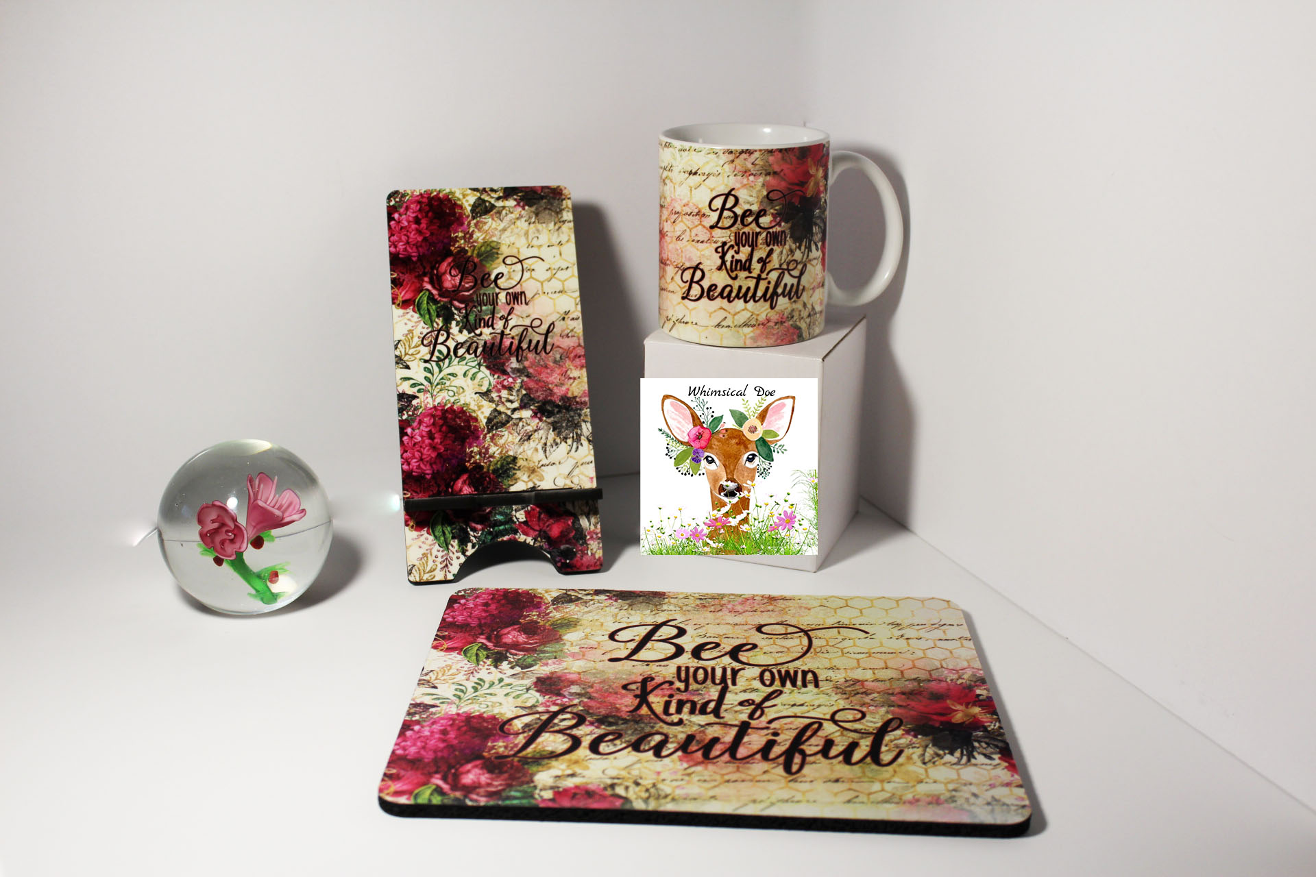 Bee Beautiful desk set made with sublimation printing
