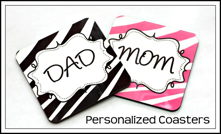 Mom and Dad Coasters made with sublimation printing