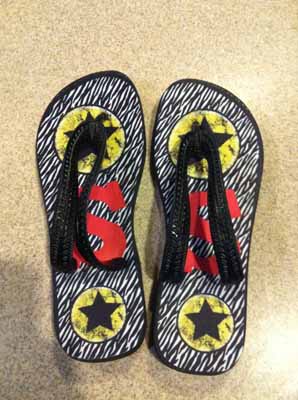 Grunge Star Flip Flops made with sublimation printing