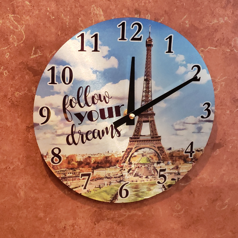 Paris wall clock made with sublimation printing