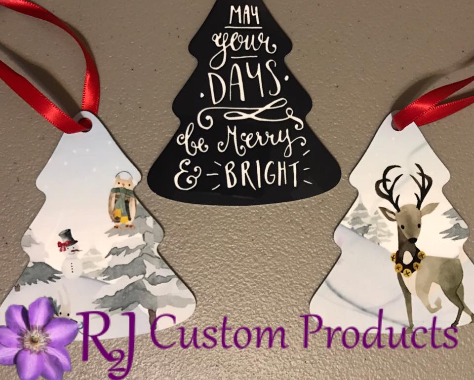 Scenic Christmas tree ornaments made with sublimation printing