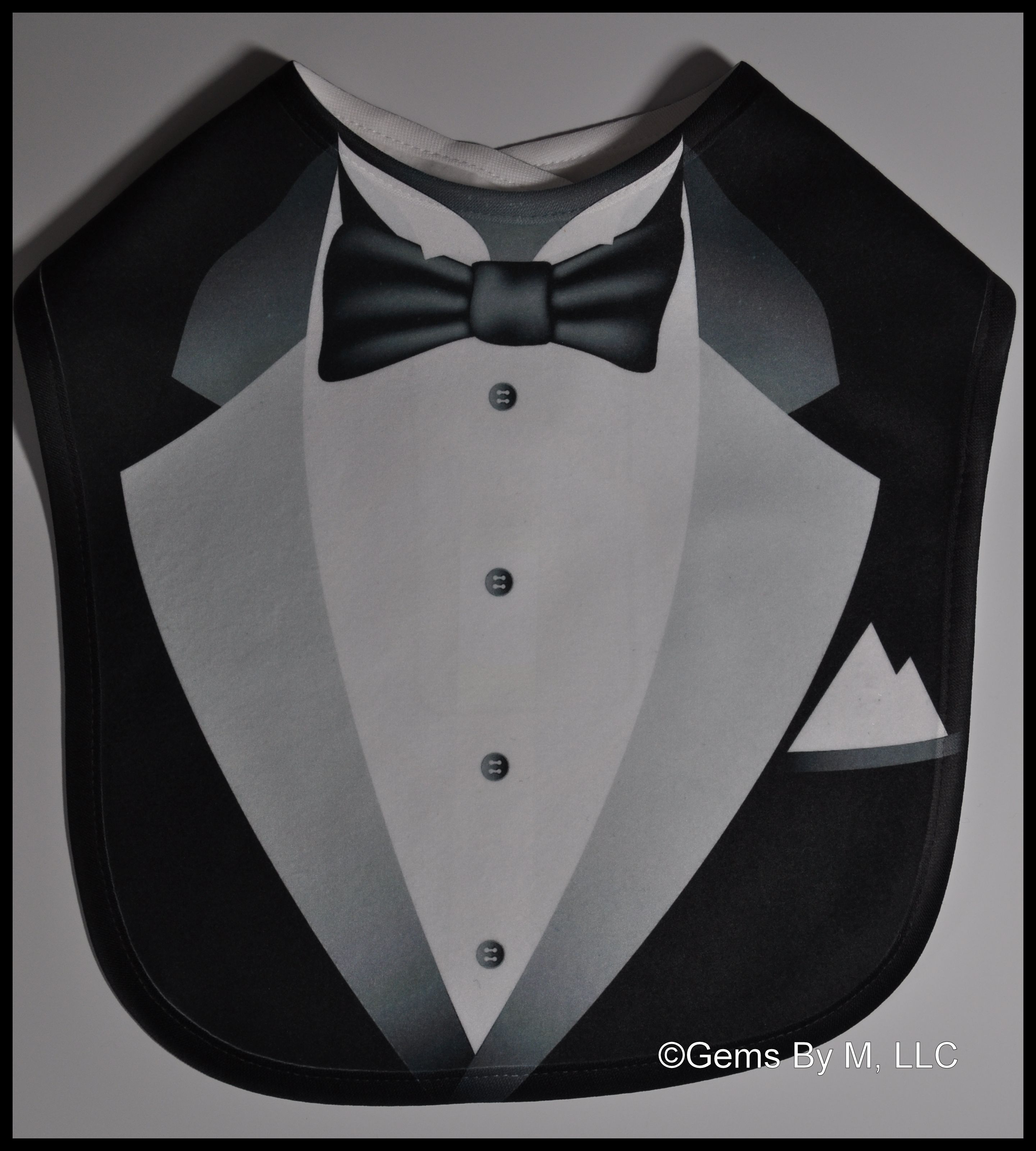 Black Tie Bib For boys made with sublimation printing