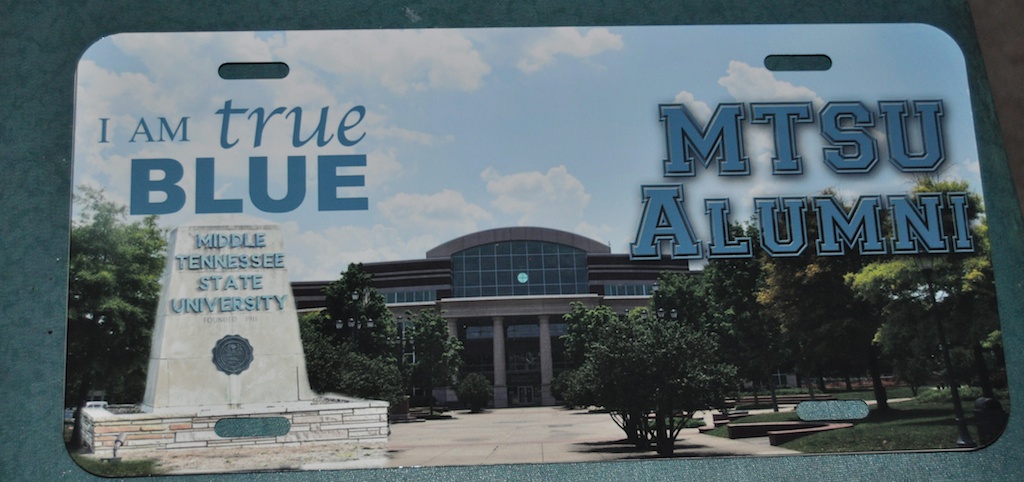 MTSU Alumni Aluminum License Plate made with sublimation printing