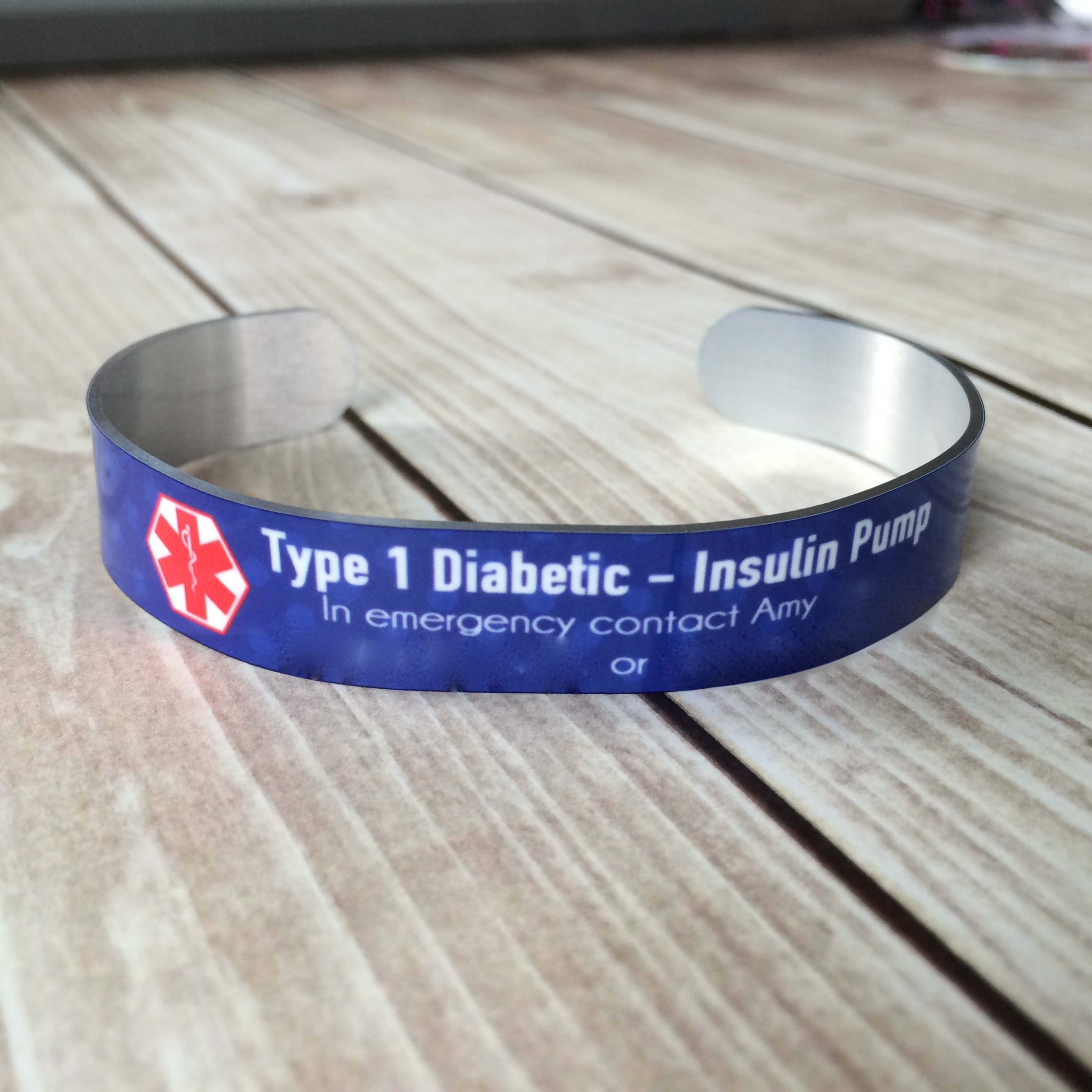 Medical alert cuff bracelet made with sublimation printing