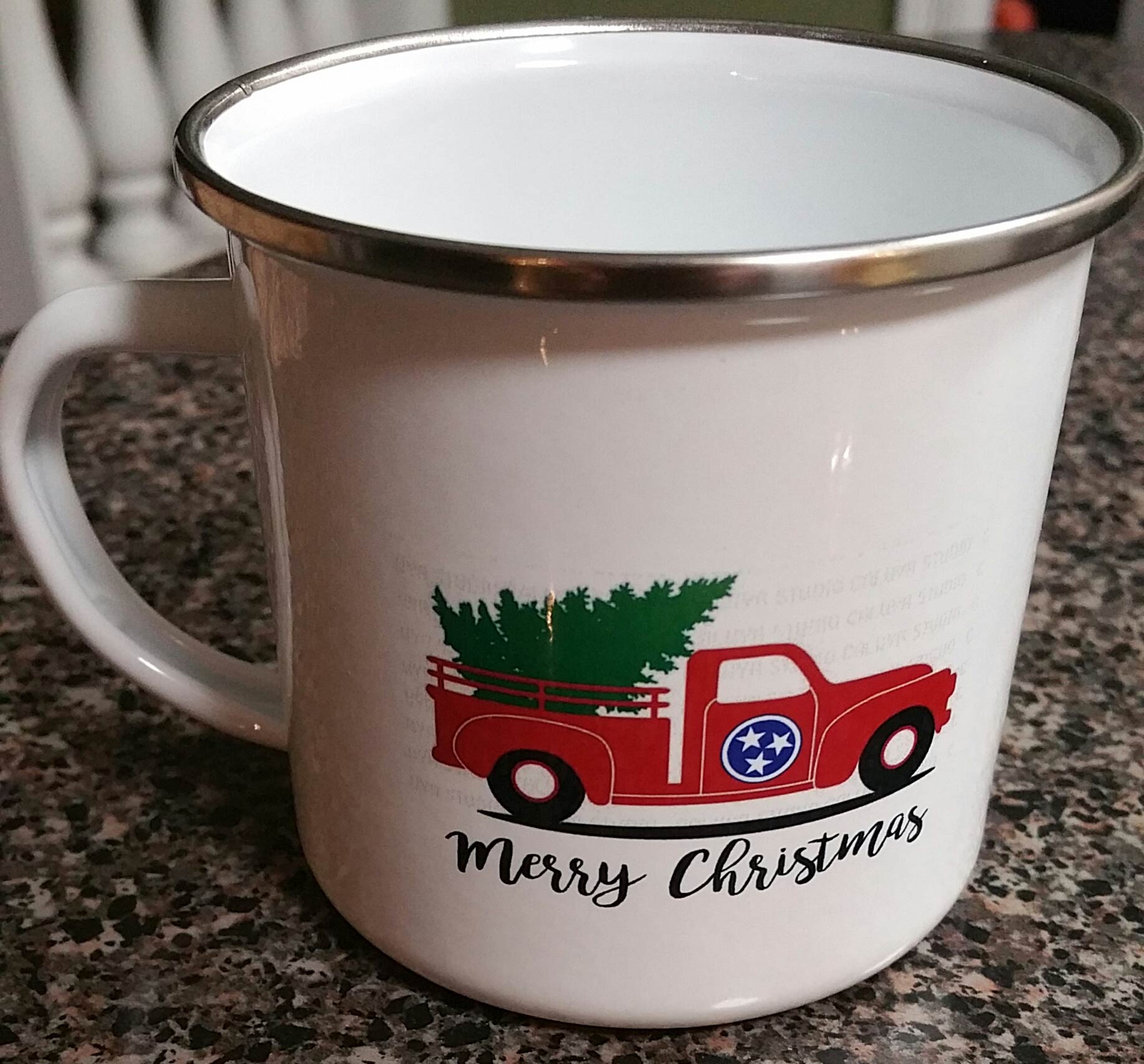 Campfire mug with Truck made with sublimation printing