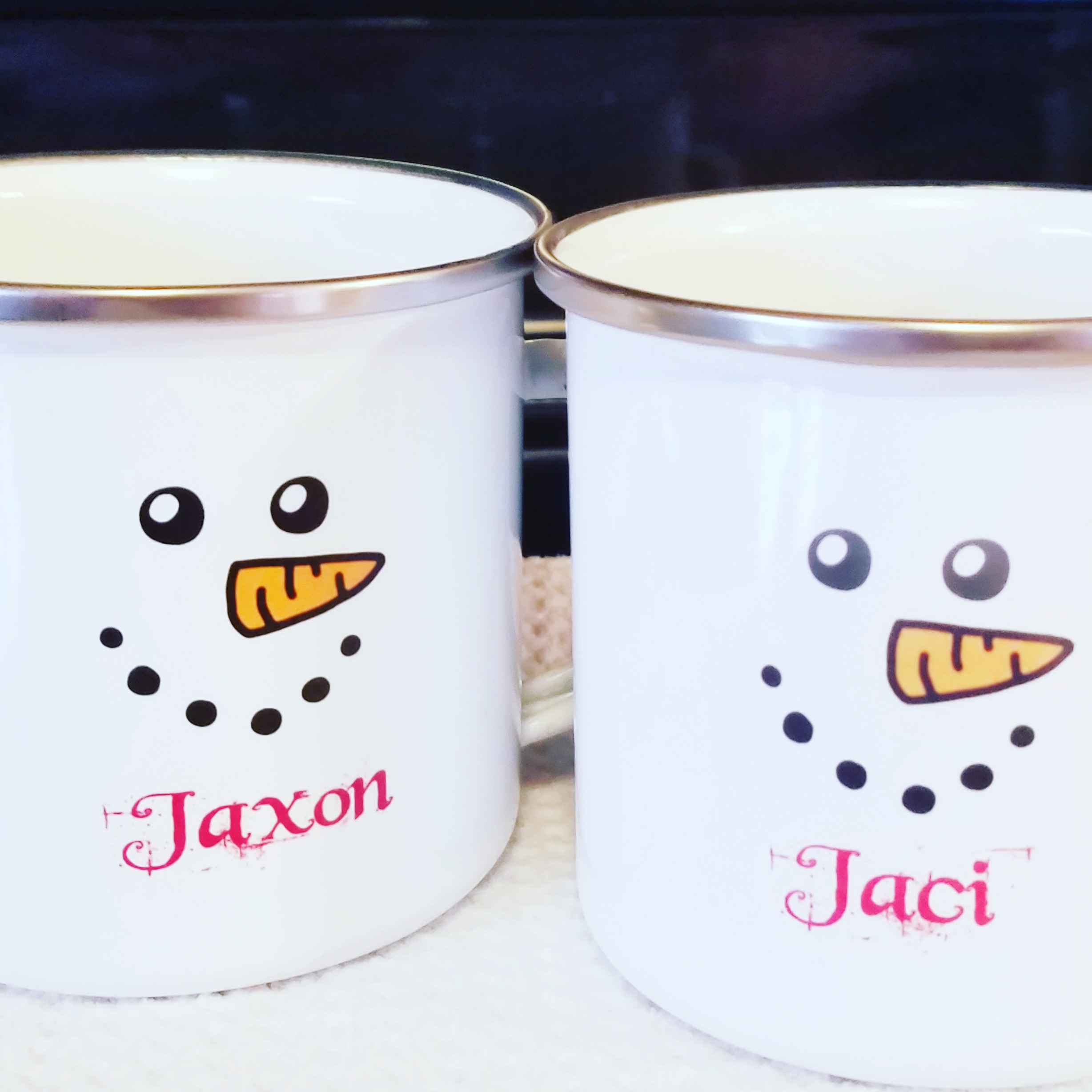 Snowman Camp Mugs made with sublimation printing