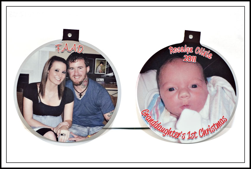 Custom Photo Ornaments made with sublimation printing